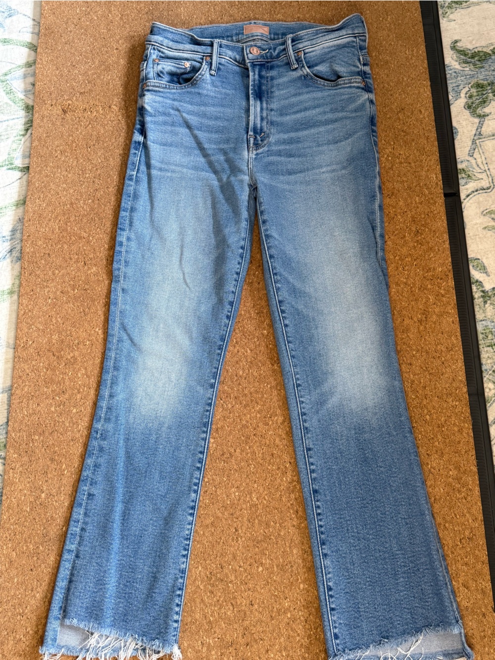 MOTHER The Insider Crop Step Fray Jeans Waist 28 Blue